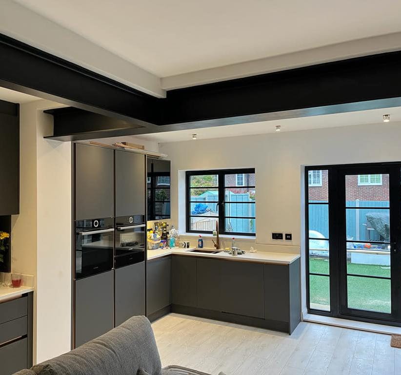 Interior kitchen and dining room extension